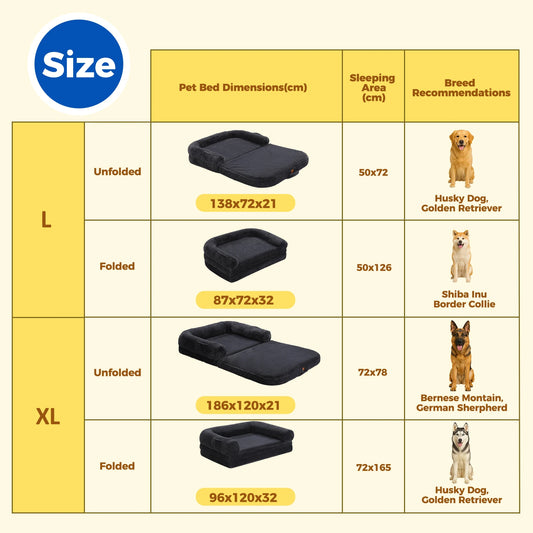 PAWZ Road Foldable Dog Bed Plush Couch For Large Dogs