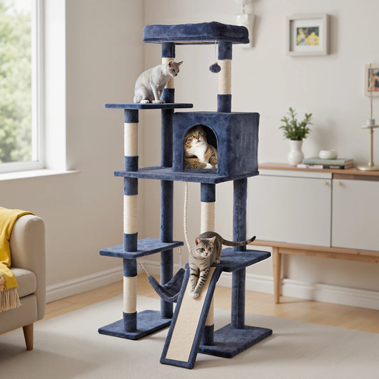 JHK Multi Cat Tree Tower With Natural Sisal Scratching Posts
