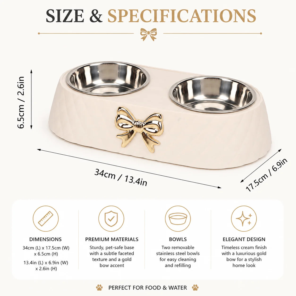 Double Stainless Steel Pet Bowl Set For Cats And Small Dogs With Anti-Slip Base