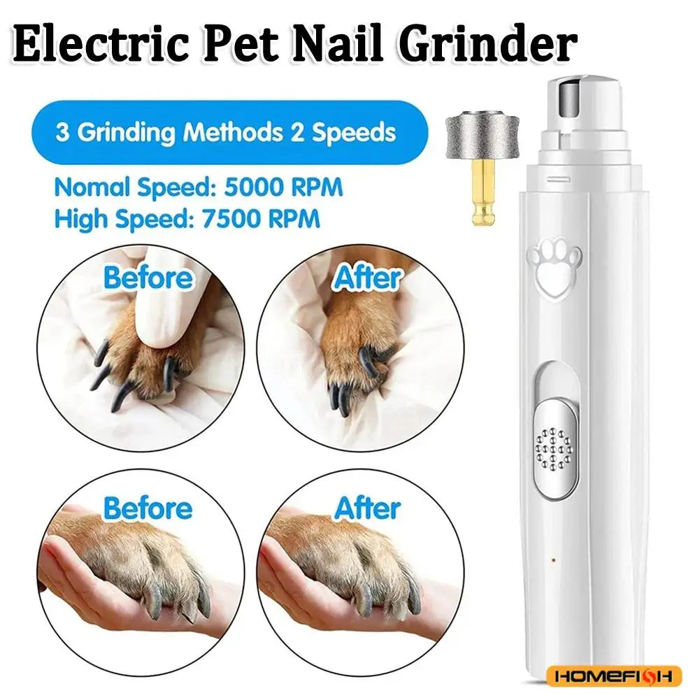 Electric Dog Nail Grinder USB Rechargeable Pet Trimmer With Wheel
