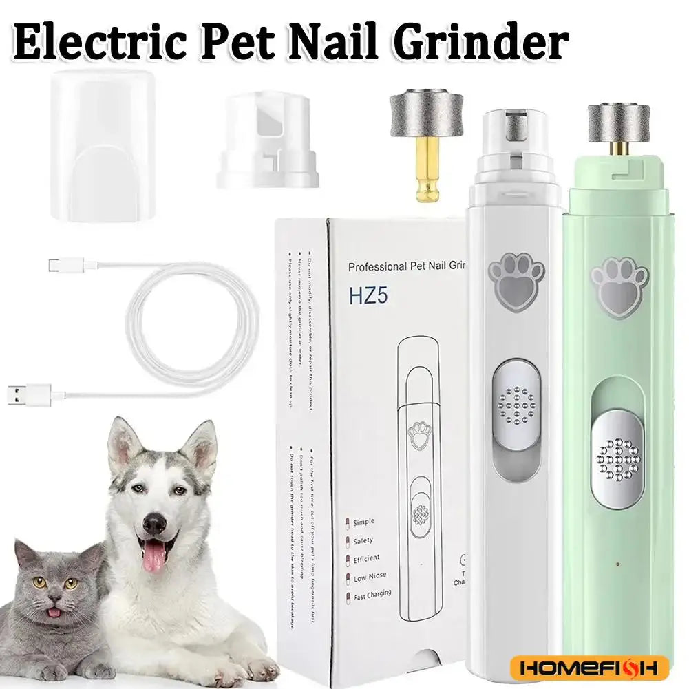 Electric Dog Nail Grinder USB Rechargeable Pet Trimmer With Wheel