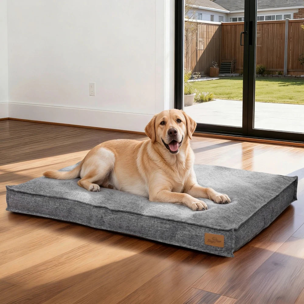 Borwart Orthopedic Linen Dog Bed With Removable Washable Cover