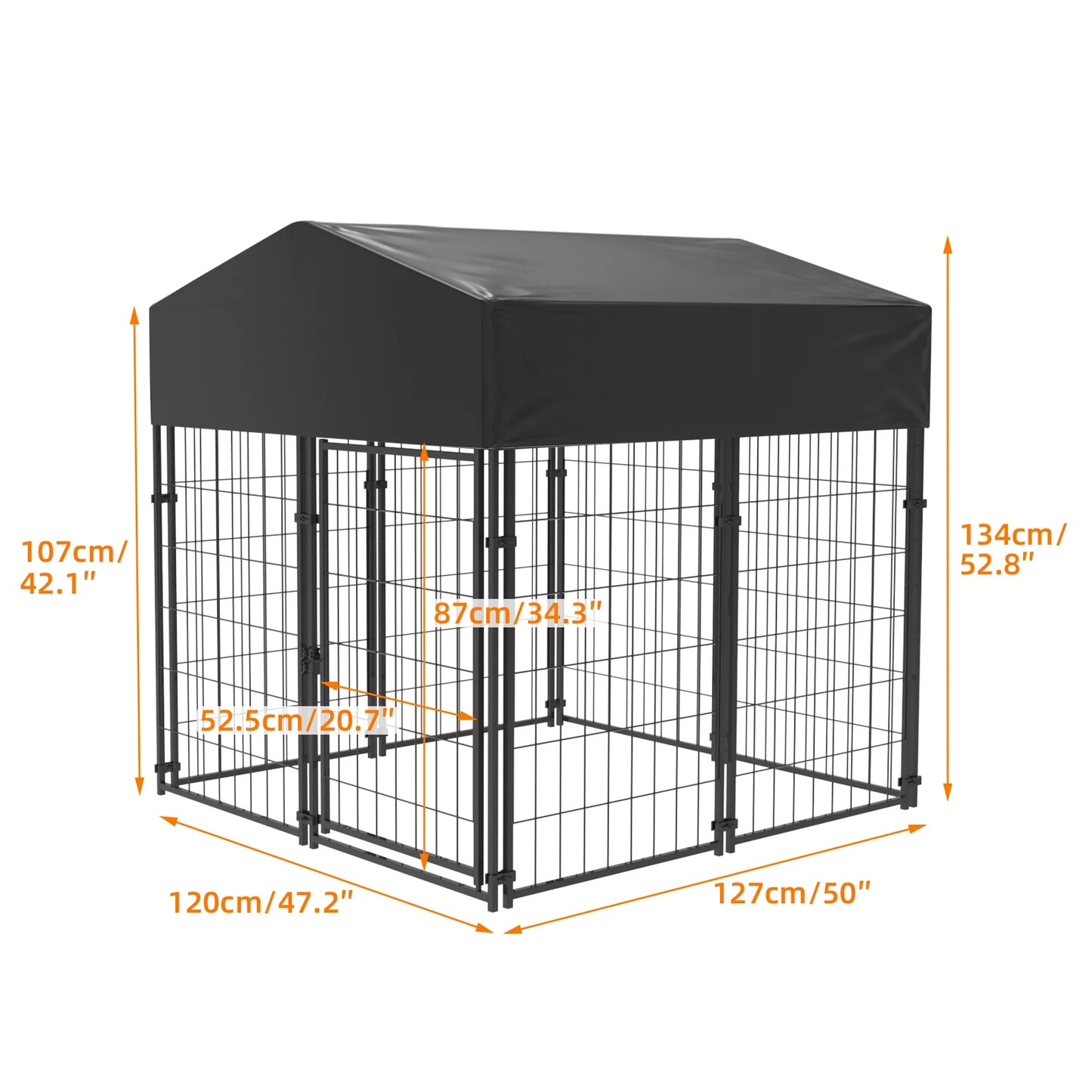 BINGOPAW Large Outdoor Dog Kennel Welded Wire Runs Canopy