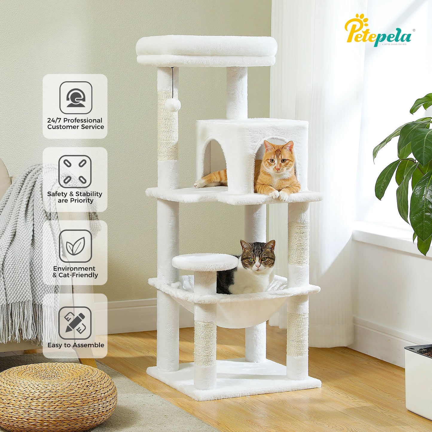 Petepela Cat Tree Indoor 5-Level Tower With Metal Frame