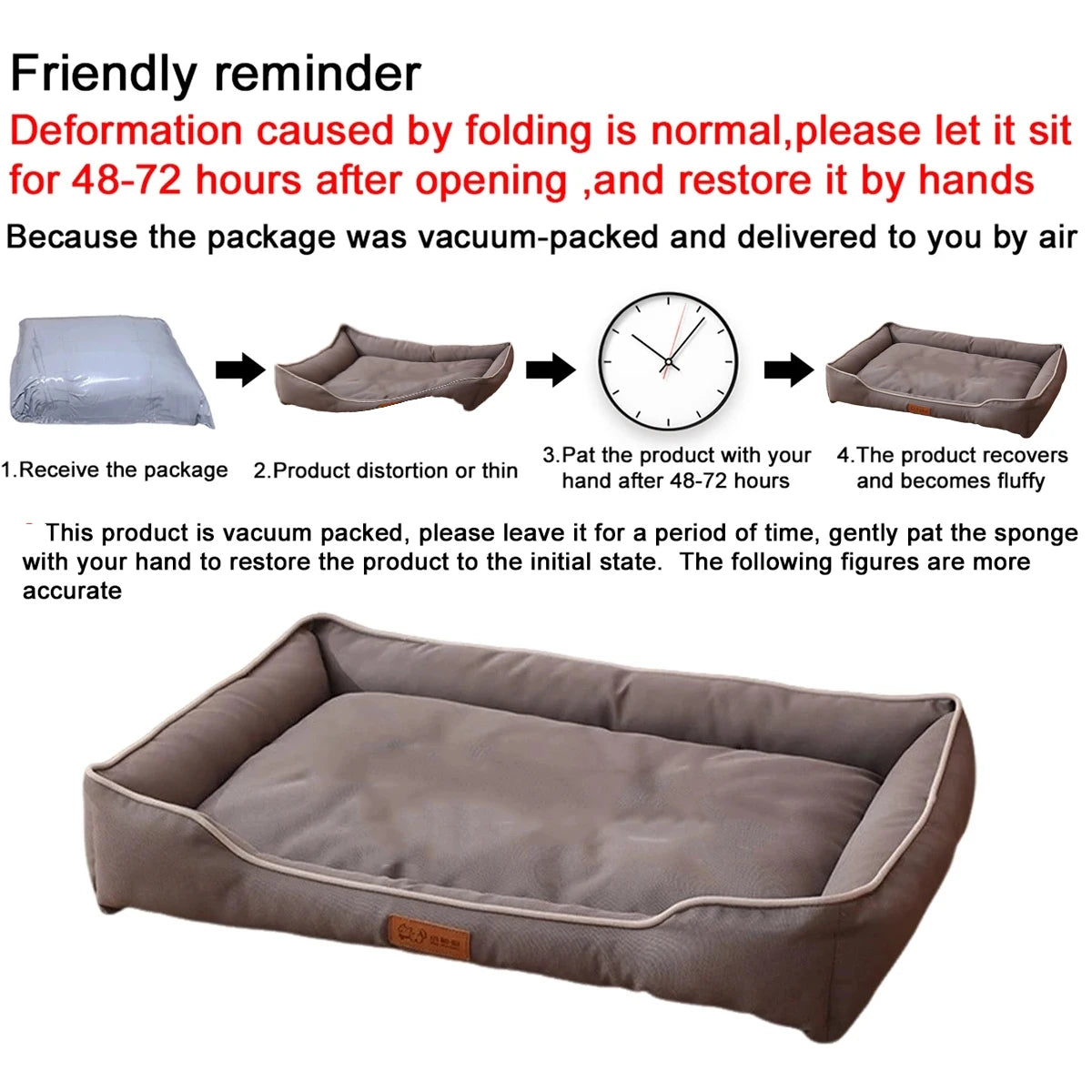 Four Season Square Dog Bed Sofa Style Cushion For Pets