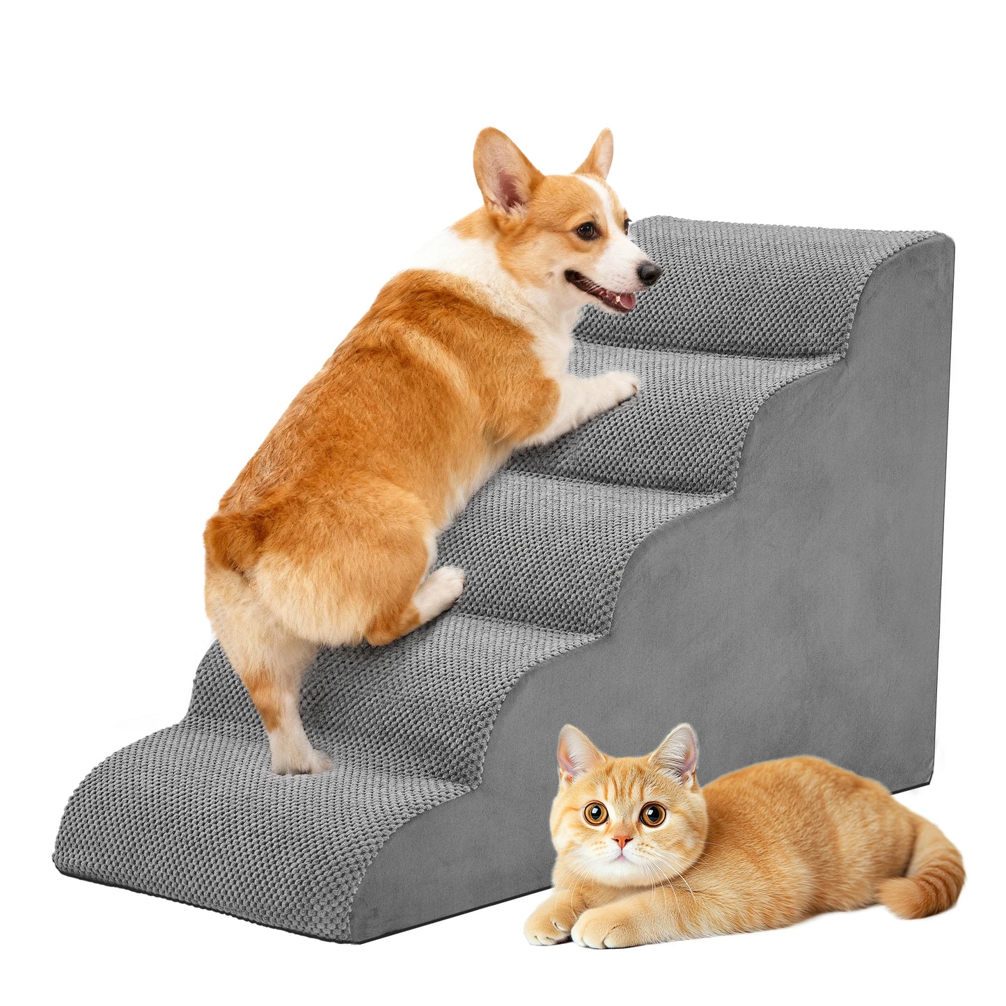 Curved Three To Five Step High Density Foam Dog Stairs