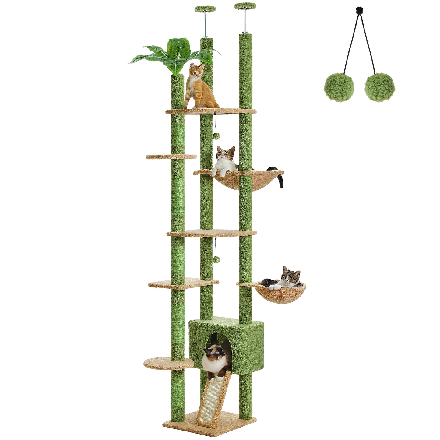 PETEPELA CN Cactus Cat Tree Floor To Ceiling Adjustable Height