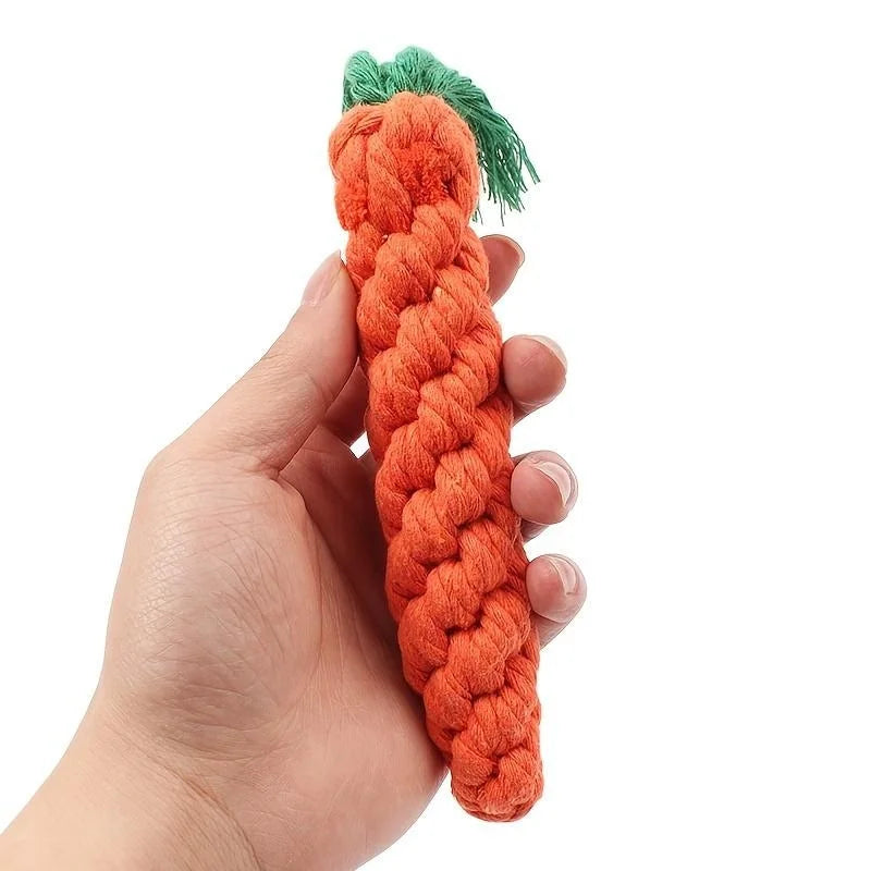 Pet Knot Carrot Shape Rope Chew Toy NonToxic Durable Dogs