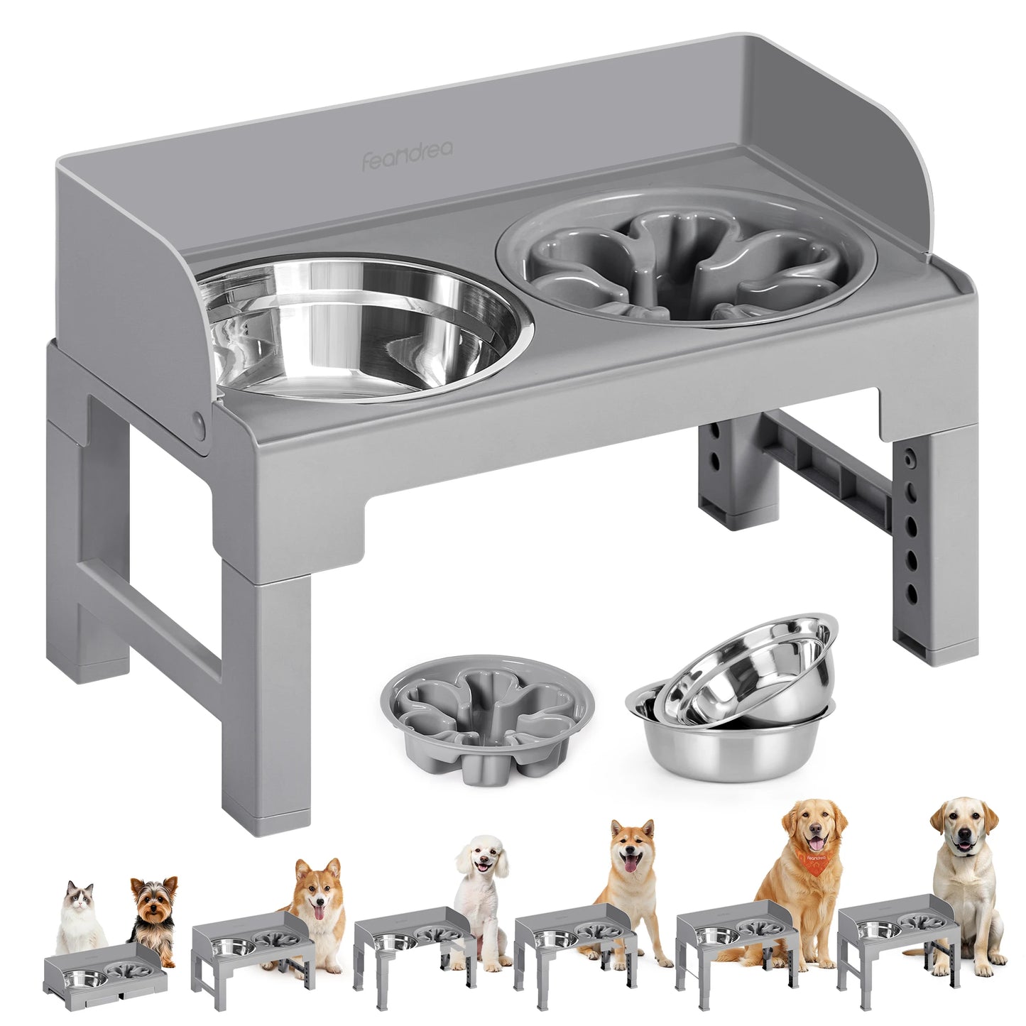 Feandrea Elevated Dog Bowls Stand With Slow Feeder