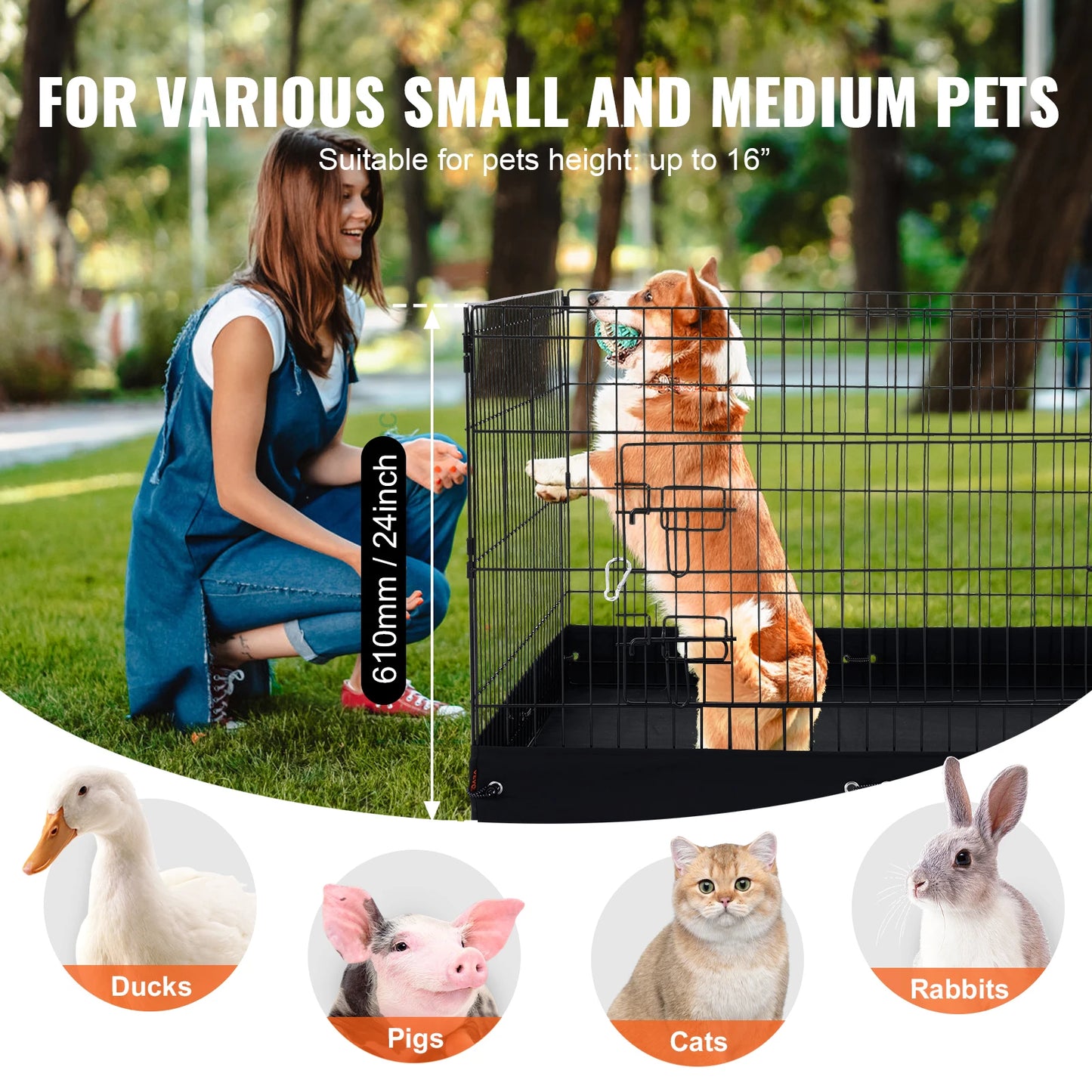 Foldable Metal Dog Playpen With Door And Oxford Fabric Pad