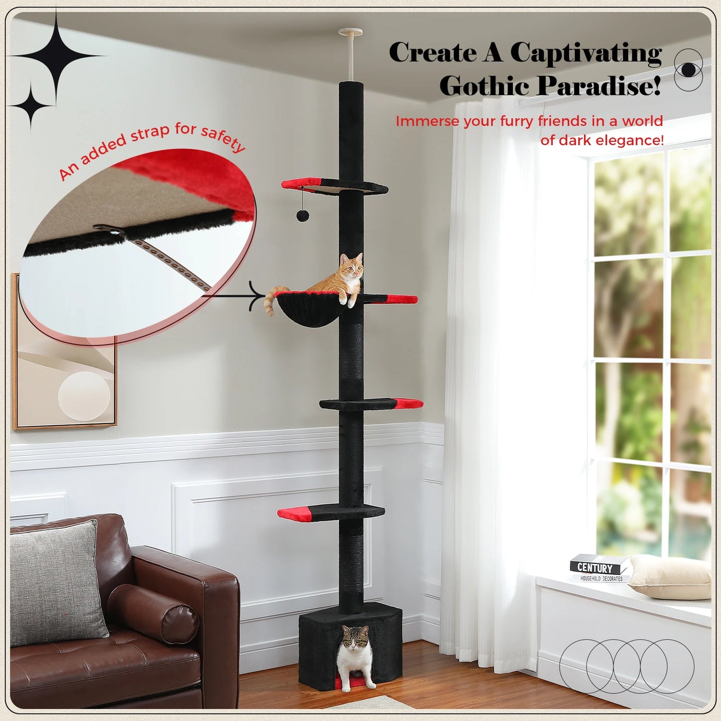 PAWZ Road Gothic Cat Tree Floor To Ceiling Tower Deluxe