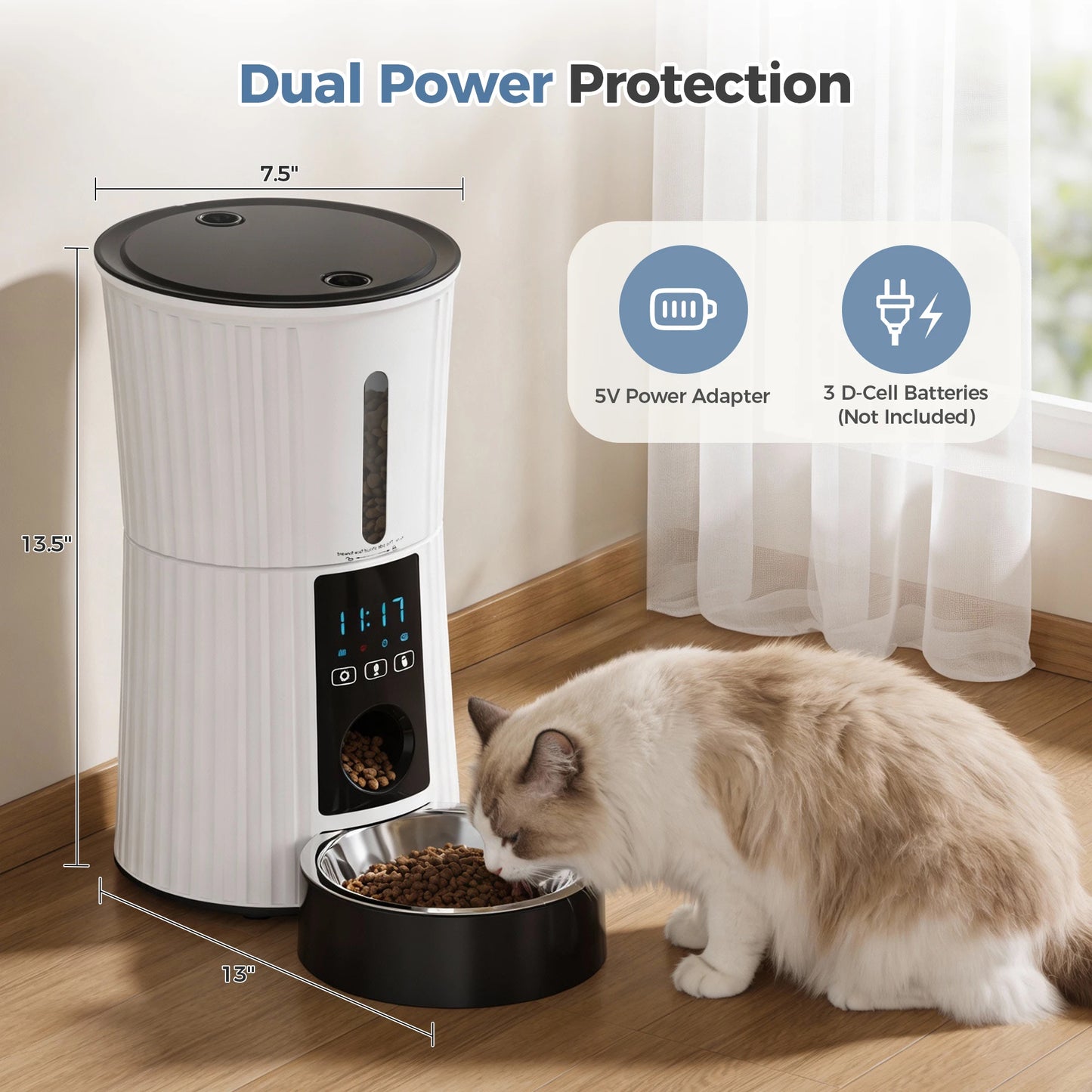 Automatic WiFi Cat Feeder With App Control And Dual Power
