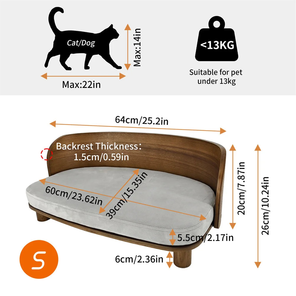 Borwart Elevated Wood Pet Sofa Bed With Cushion For Dogs