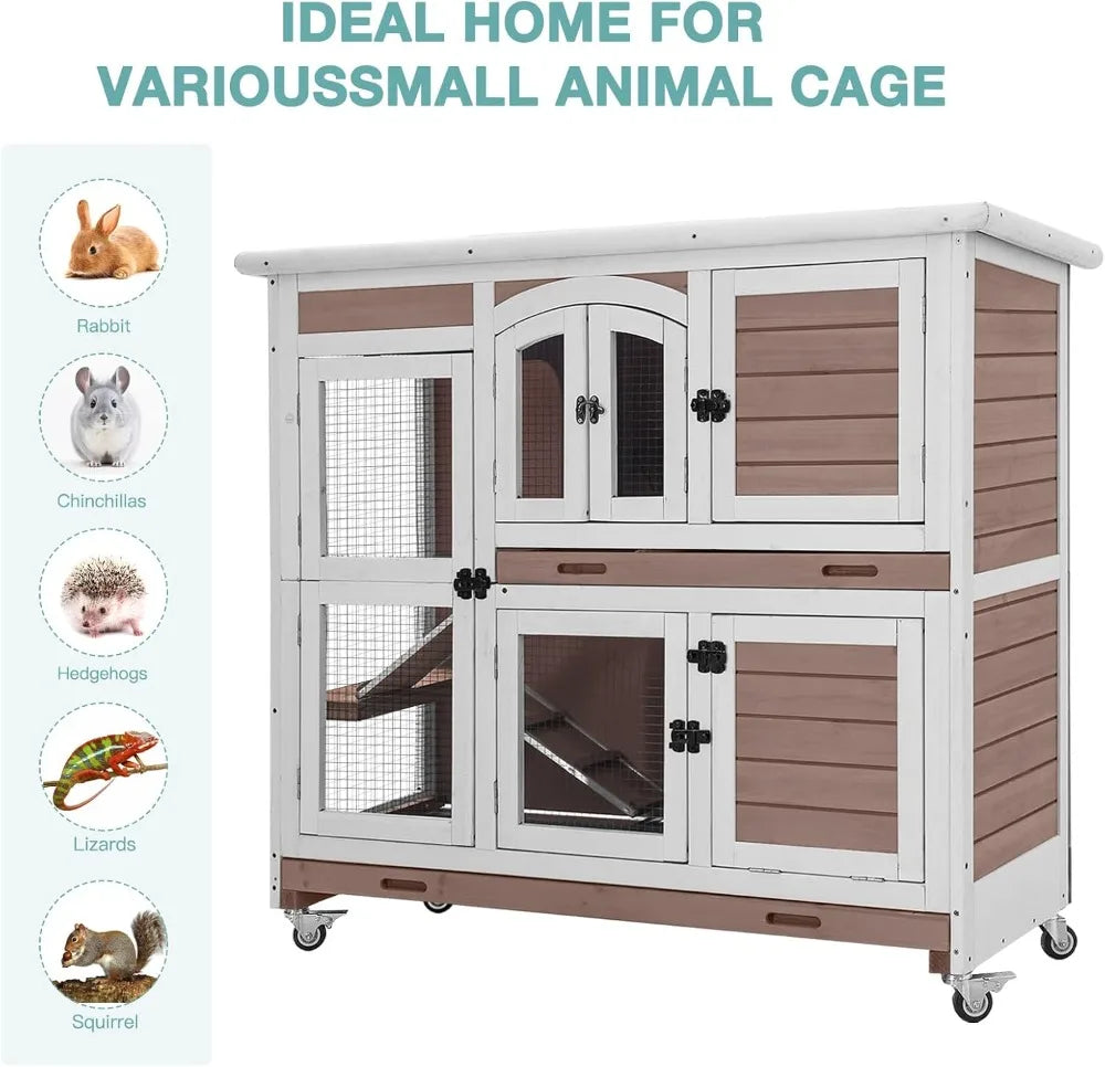 Indoor Rabbit Hutch Cage With Sliding Trays And Ramp