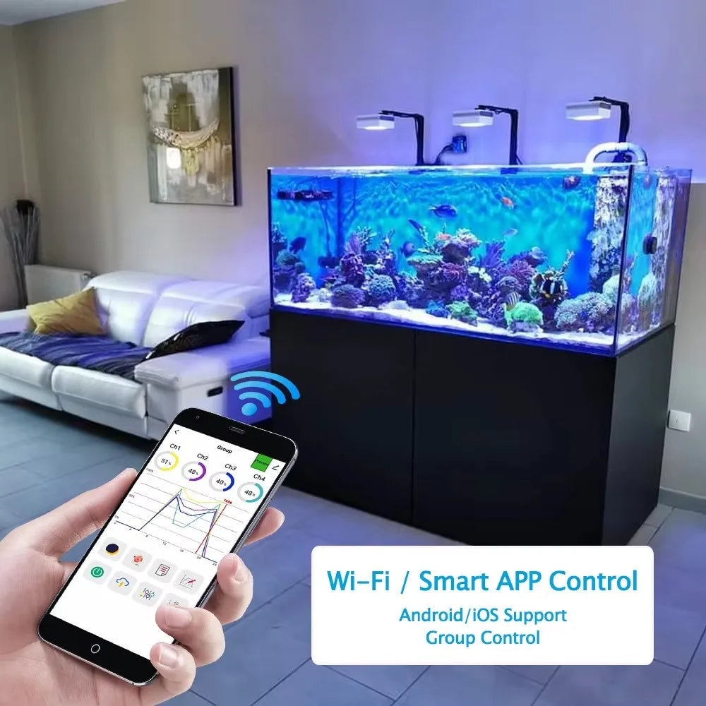 PopBloom RL90 WiFi LED Aquarium Light Full Spectrum Reef Coral