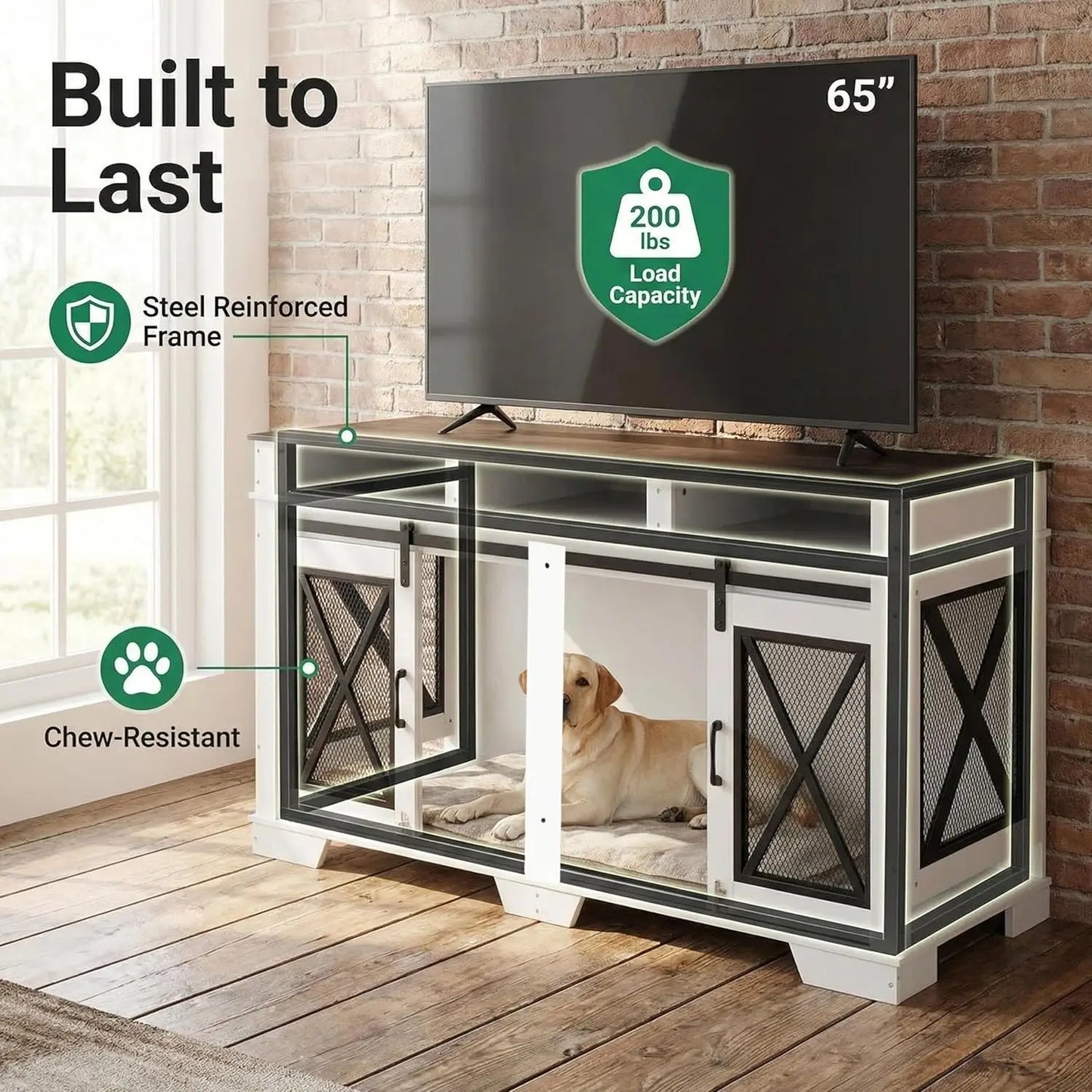 Garvee Heavy Duty Wood Metal Dog Crate With Divider And Dual Doors