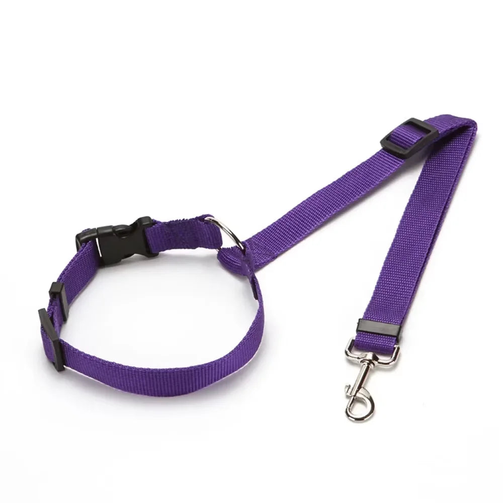 Two-In-One Pet Car Seat Belt Nylon Lead For Dogs Backseat