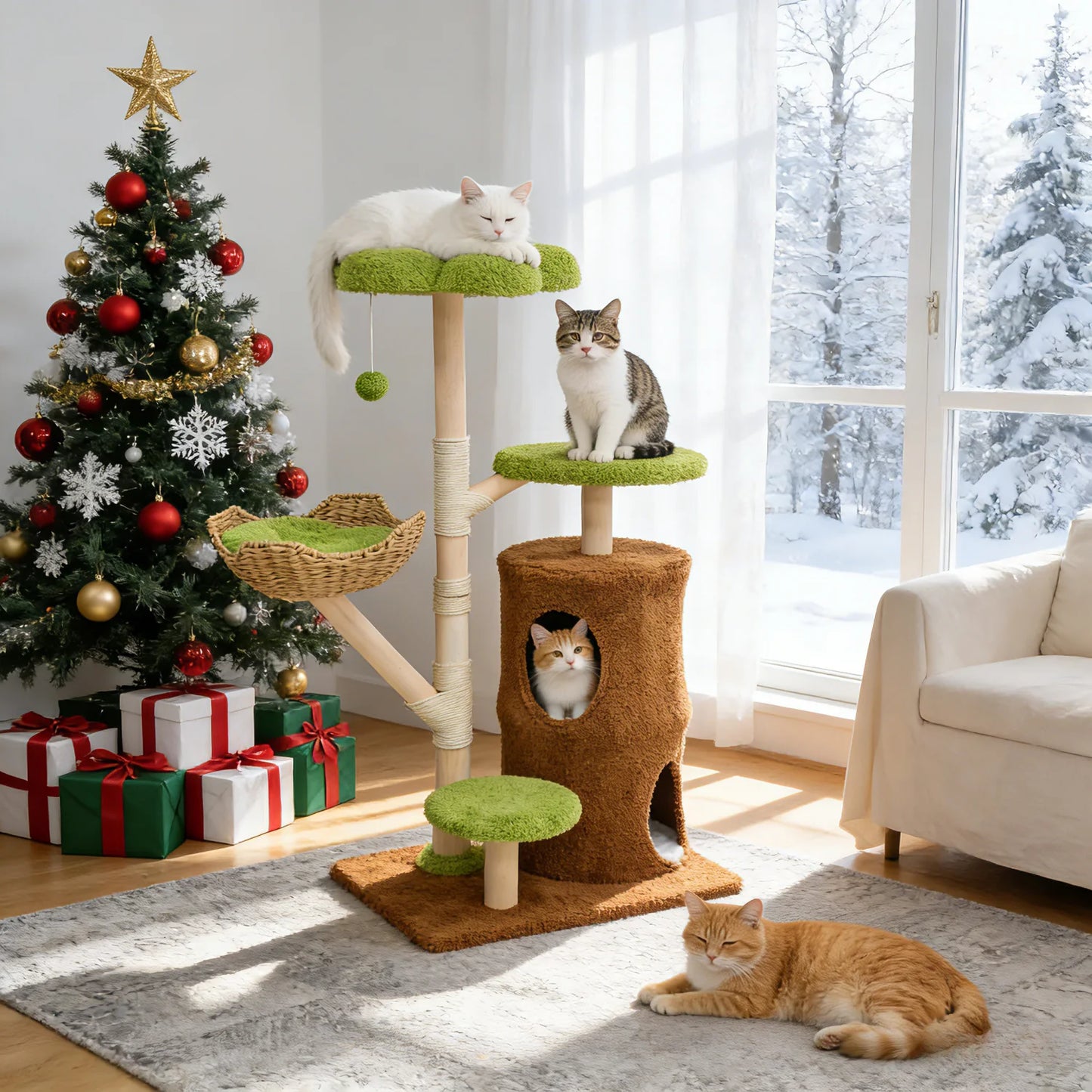 Bingopaw Tiered Cat Tree With Sisal Posts And Hanging Ball