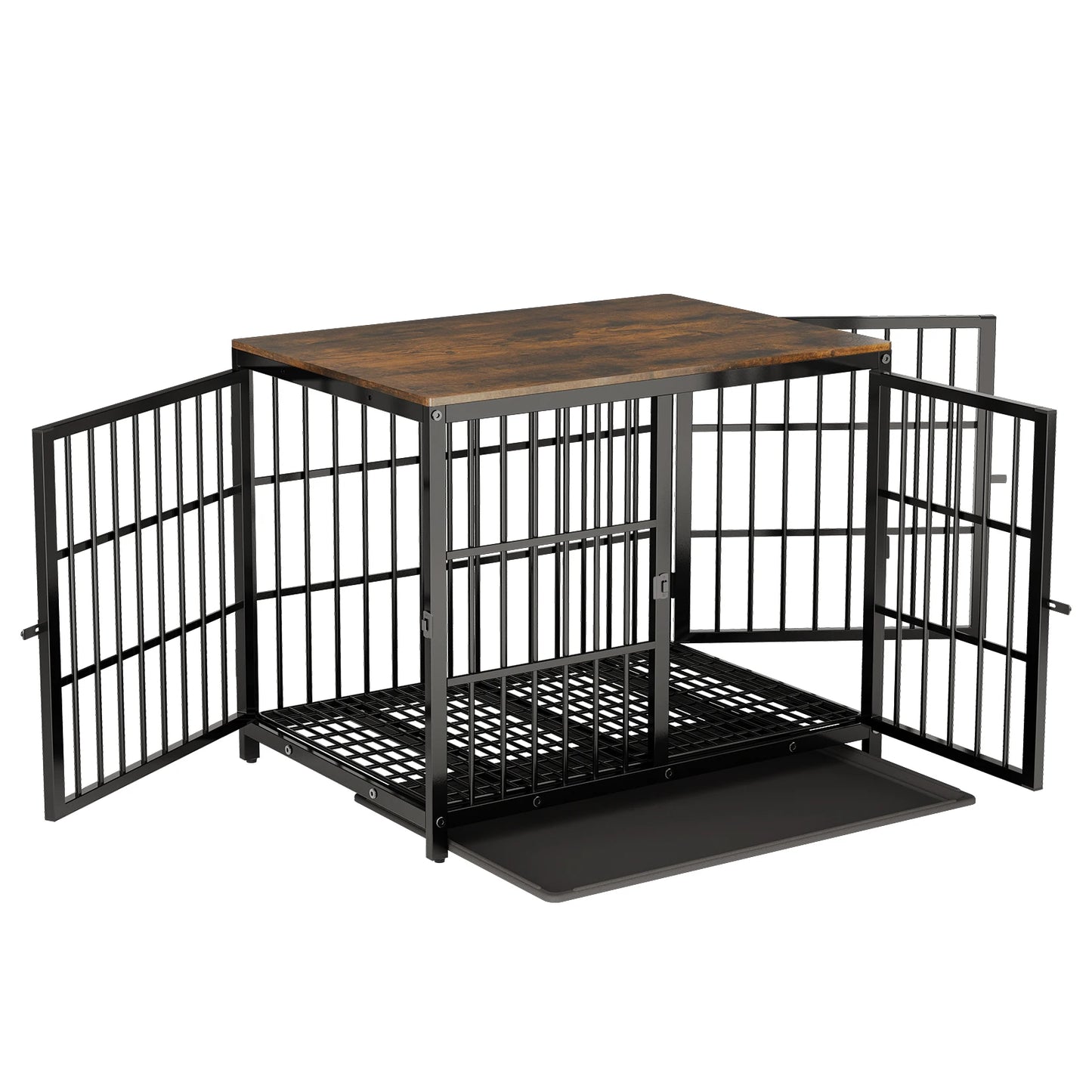 BINGOPAW Heavy Duty Metal Dog Kennel Cage With Three Doors