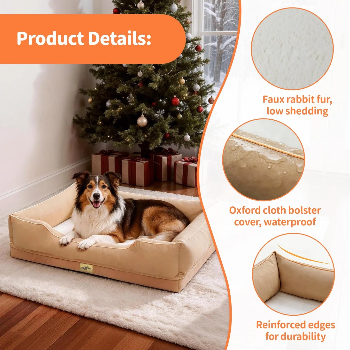 BINGOPAW Orthopedic Dog Bed With Waterproof Lining And Removable Cover