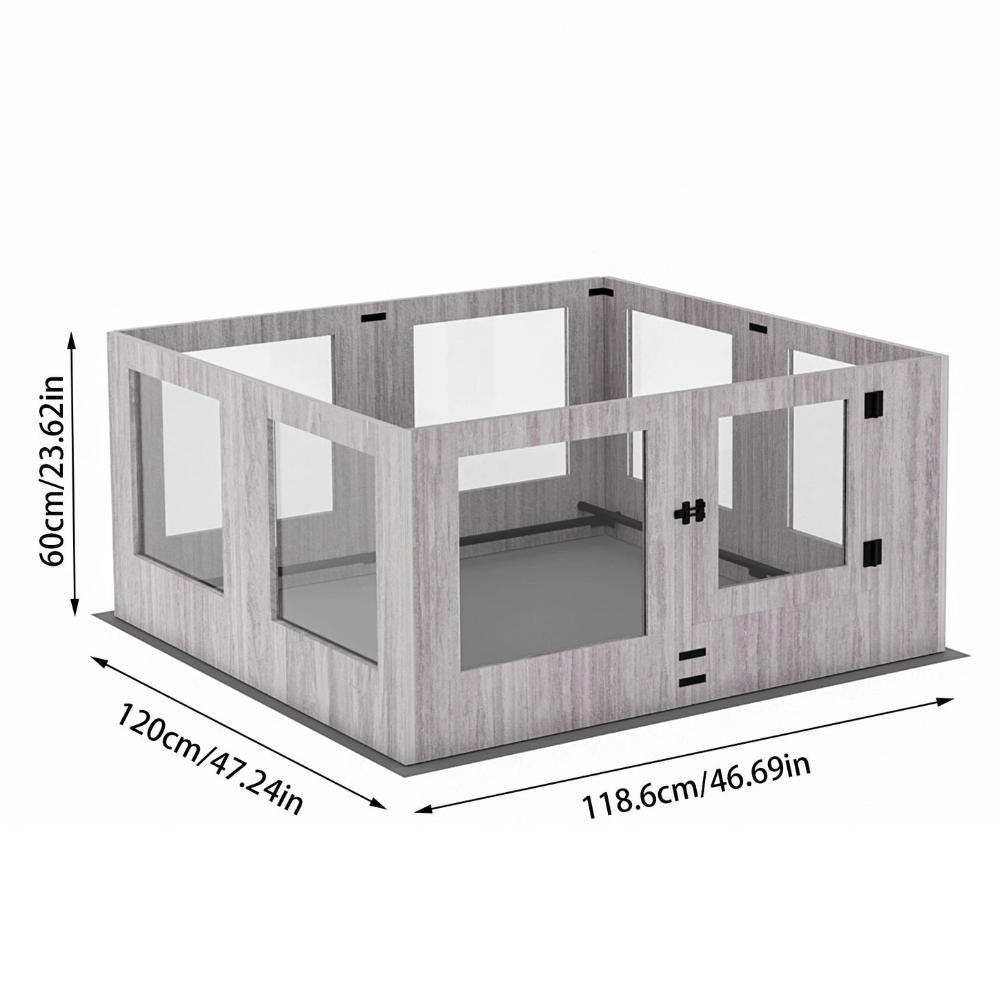 BINGOPAW Tempered Glass Dog Playpen With 8 Panels Waterproof Pad