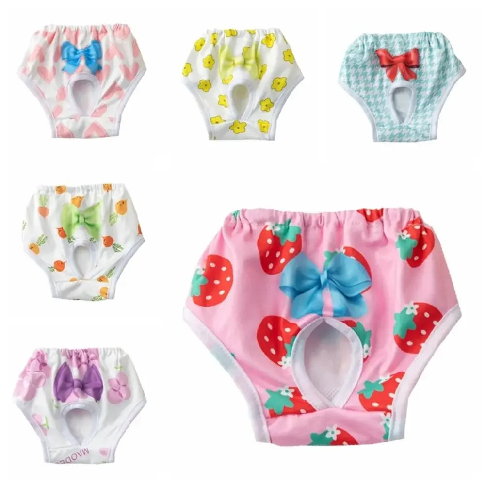 Washable Dog Physiological Pants Cartoon Print Leakproof Breathable Diaper