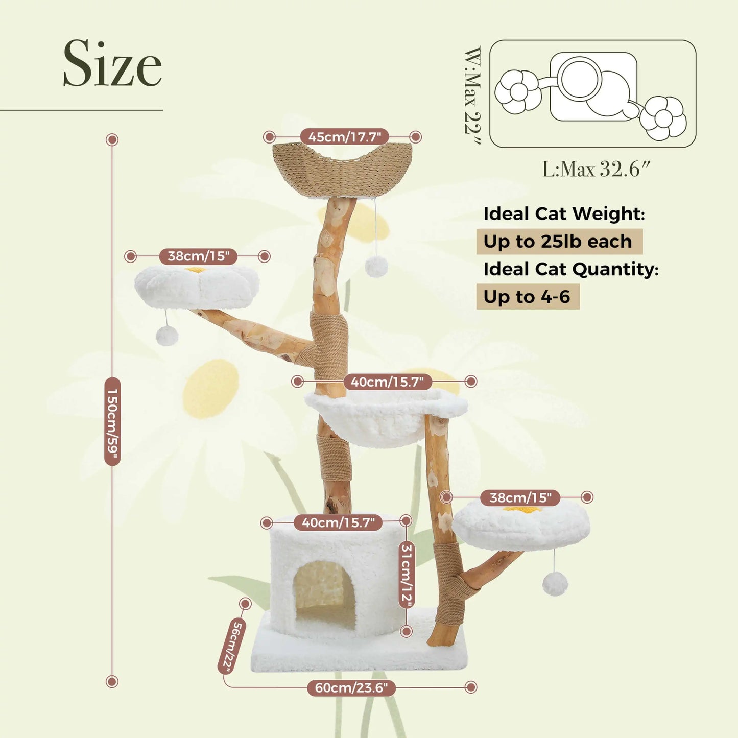 PEQULTI CN Solid Wood Cat Tree Tower With Spacious Condo