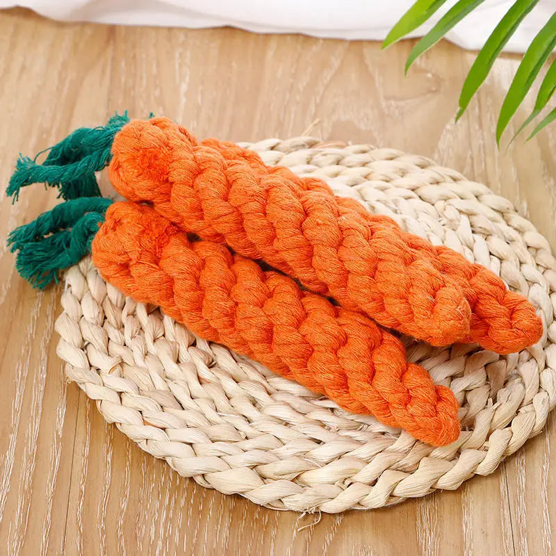 Pet Knot Carrot Shape Rope Chew Toy NonToxic Durable Dogs