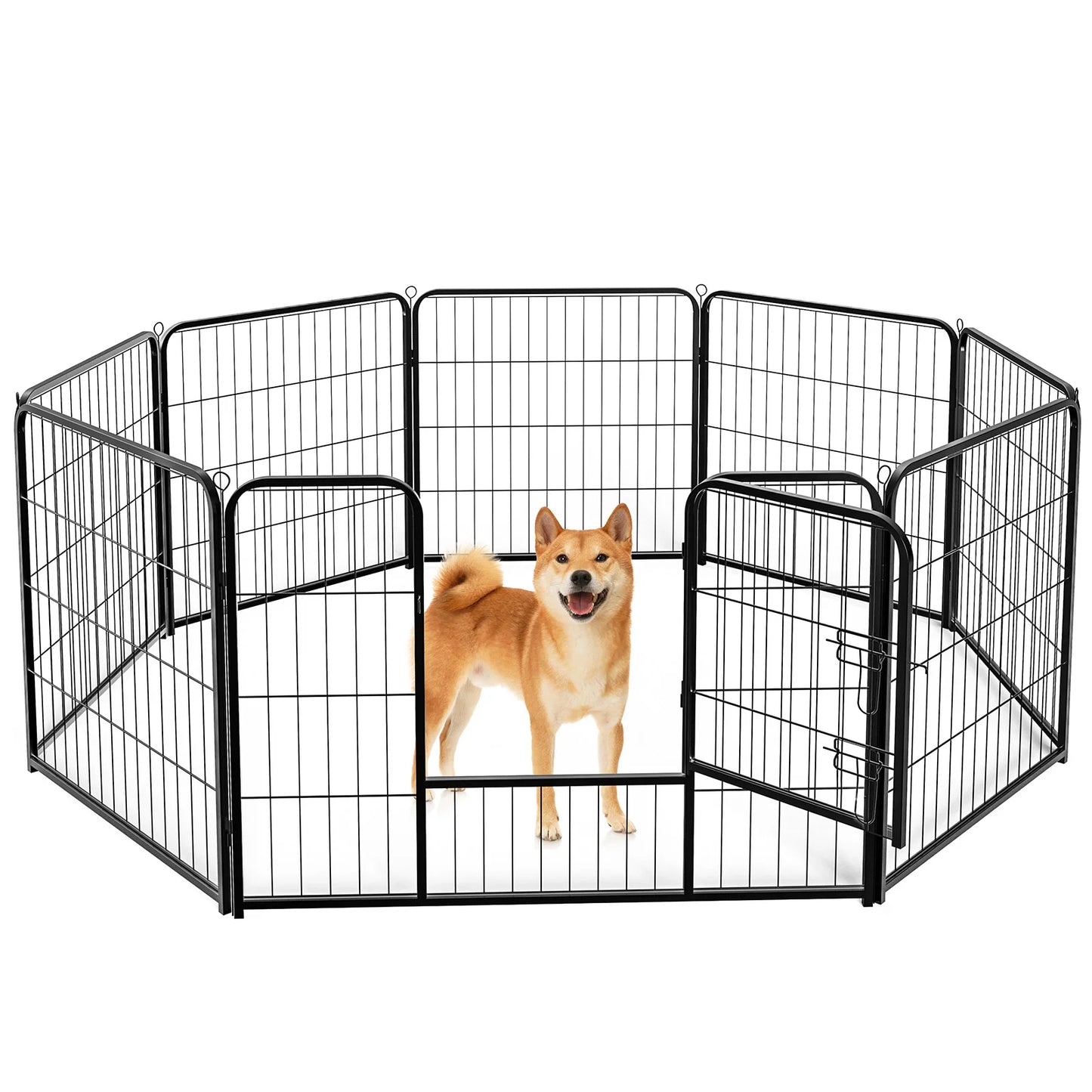 JHK Metal Foldable Dog Playpen With Secure Pet Barrier Gate