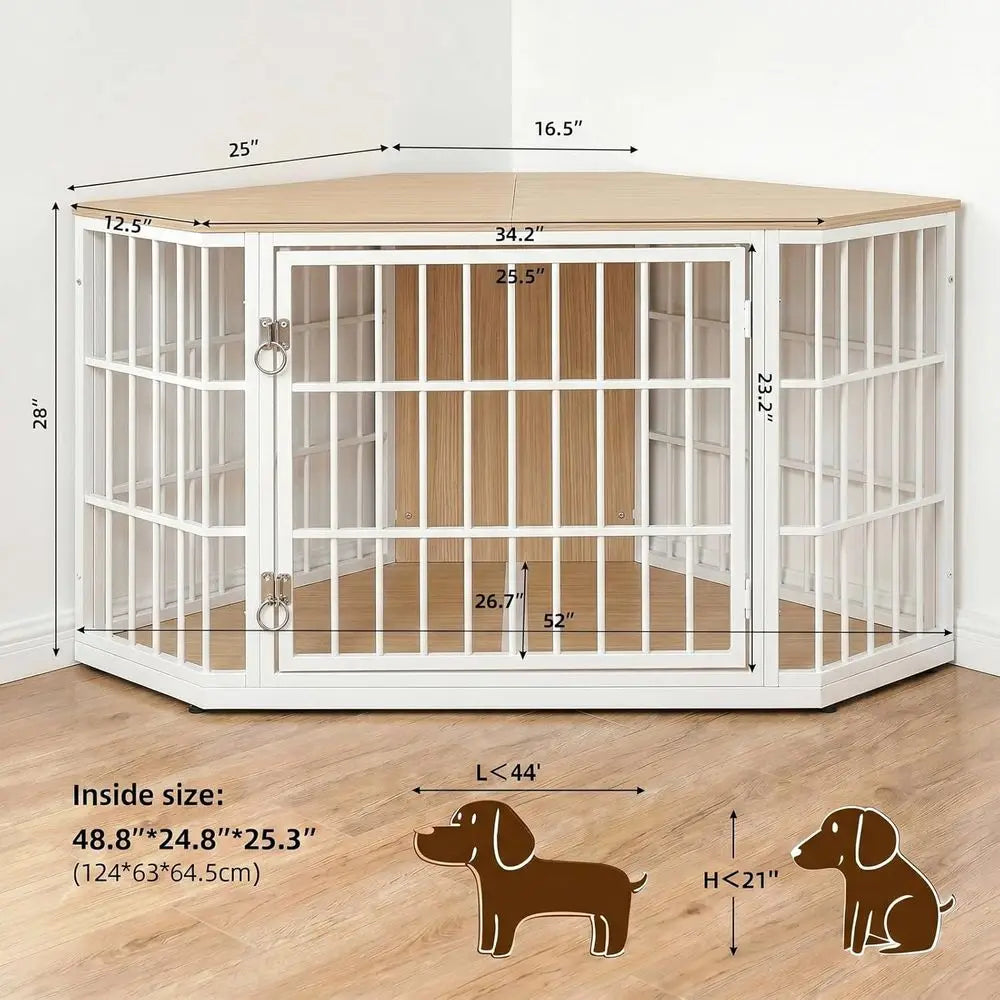 Wooden Dog Crate Furniture End Table Kennel Indoor Large Pet