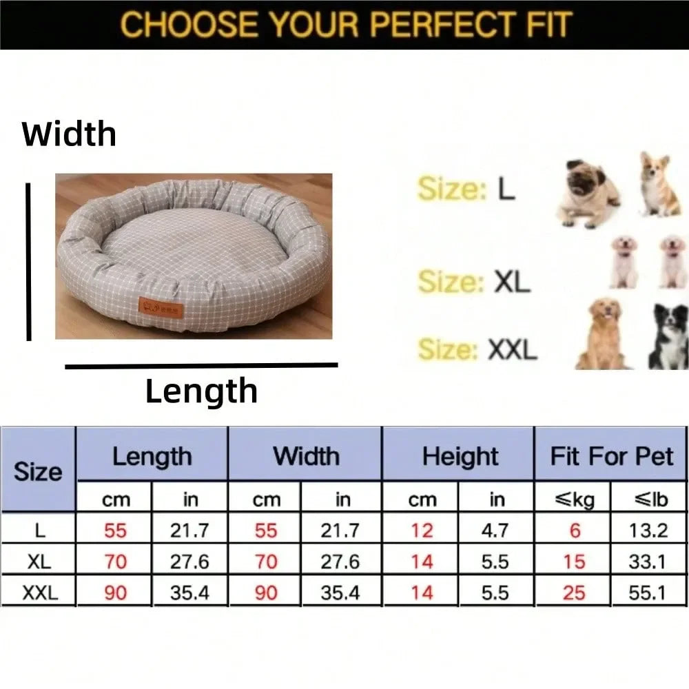 Round Waterproof Cotton Dog Bed Nonstick All Seasons Pet Sofa