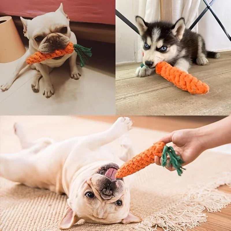 Pet Knot Carrot Shape Rope Chew Toy NonToxic Durable Dogs