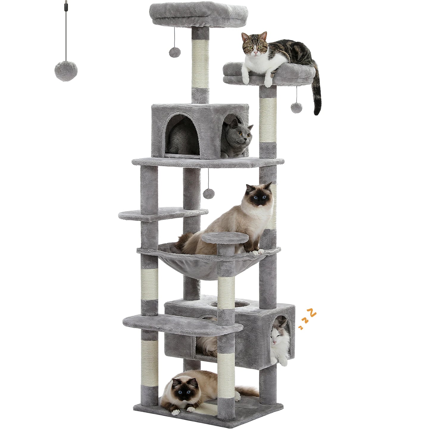 PEQULTI Five-Level Cat Tree Tower With Scratching Posts And Hammock