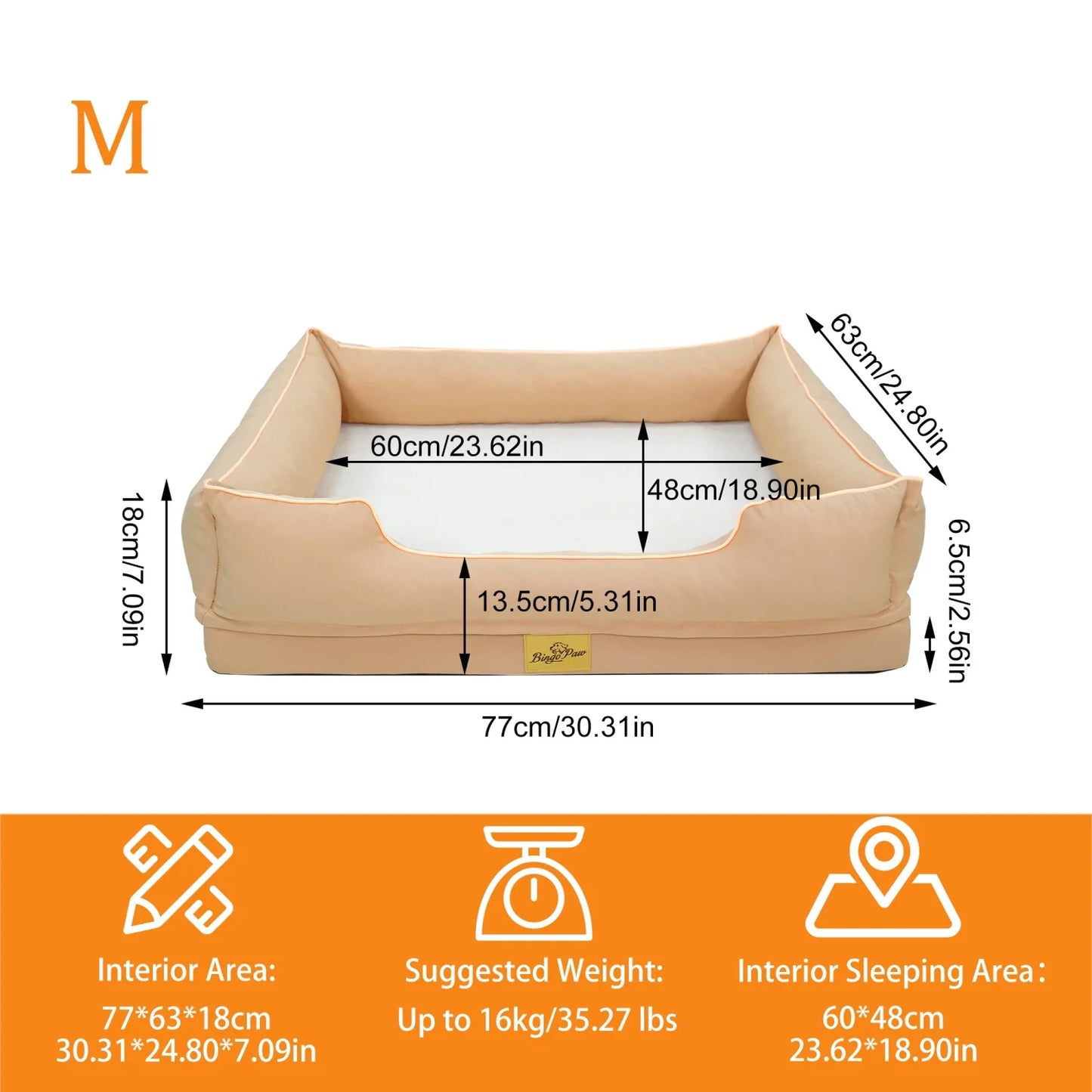 BINGOPAW Orthopedic Dog Bed With Waterproof Lining And Removable Cover