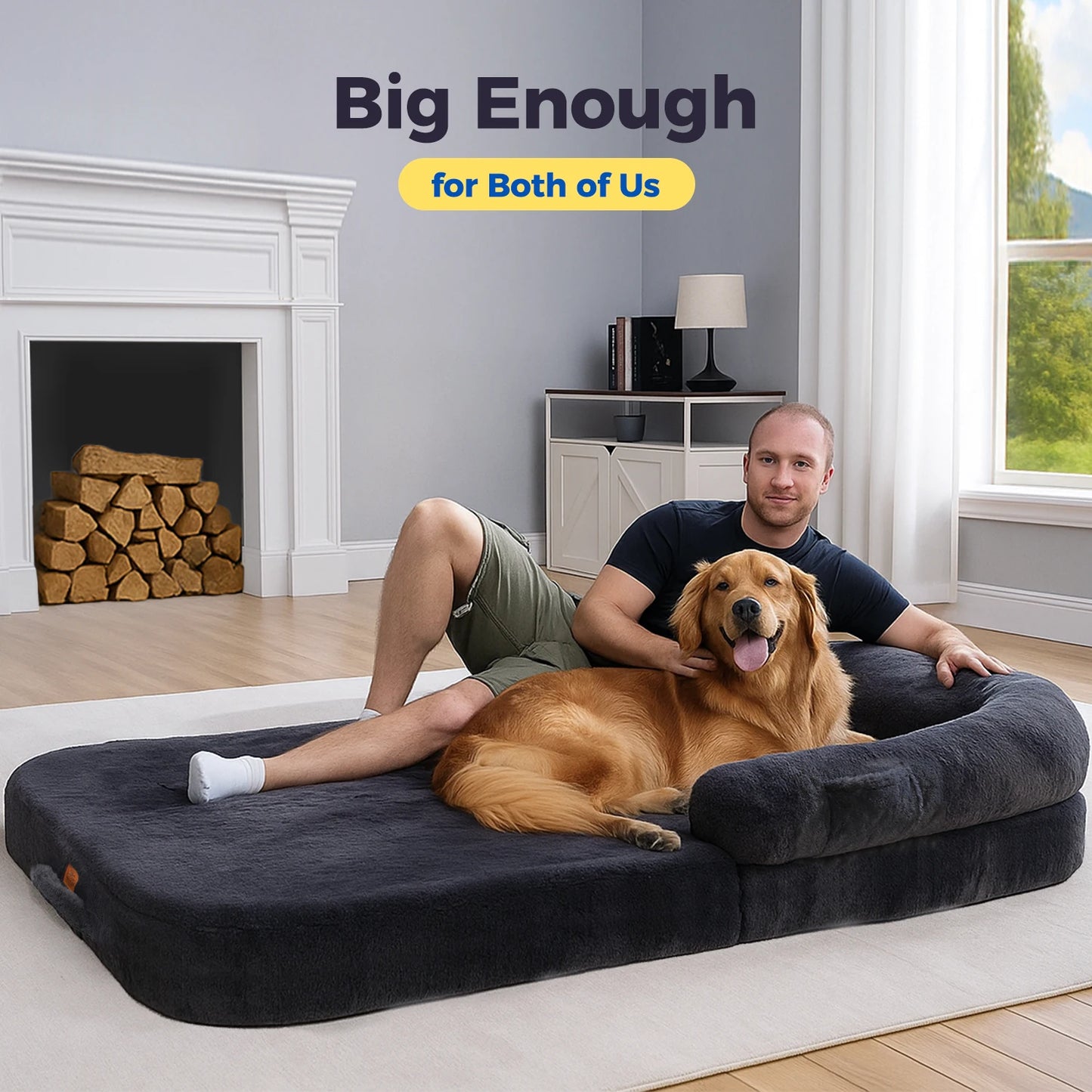 PAWZ Road Foldable Dog Bed Plush Couch For Large Dogs