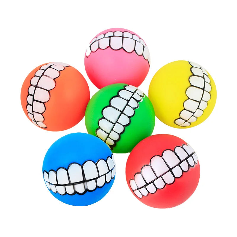 Rubber Dog Toy Squeaky Chew Ball For Puppies Bite Resistant
