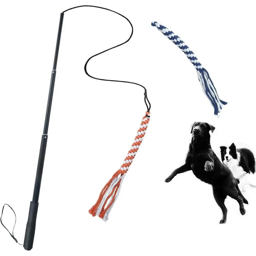 Dog Teaser Wand Interactive Toy Stick For Dogs Training Exercise