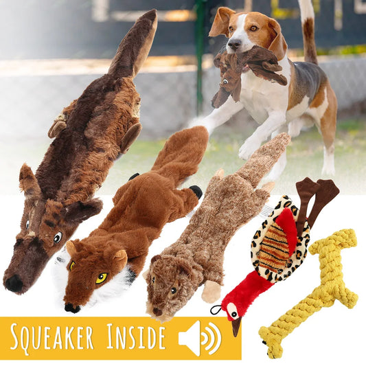 5 Pack Crinkle Squeaky No Stuffing Durable Plush Dog Toys