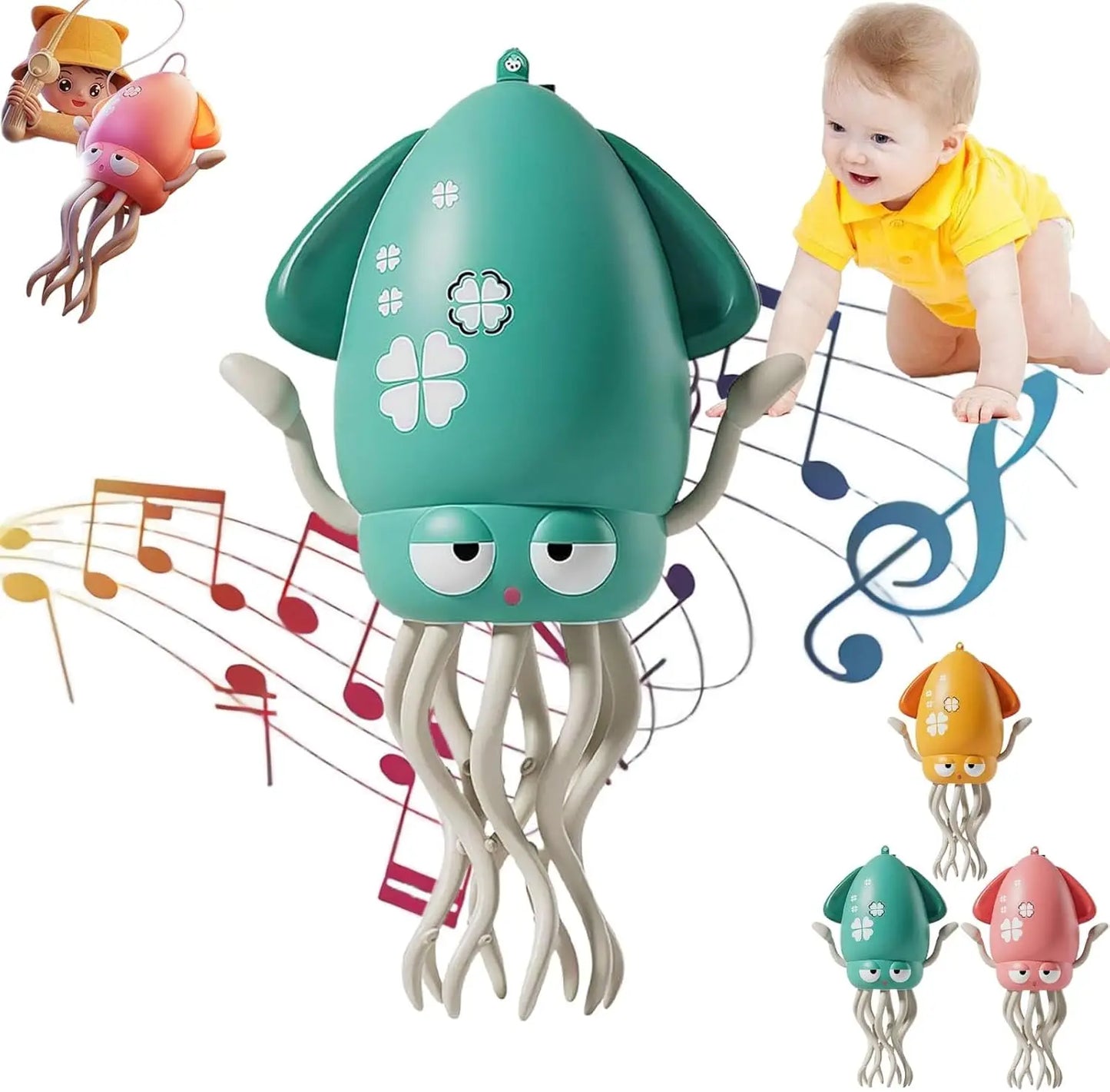 CONUSEA Electric Dance Octopus Toy With LED Lights USB Rechargeable