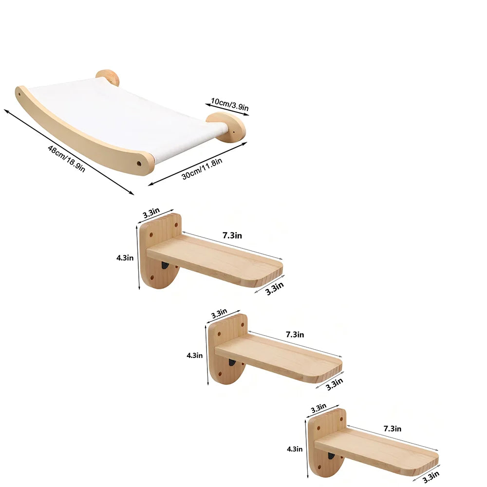 CWV Wall Mounted Cat Hammock With Sisal Rope Climbing Shelf