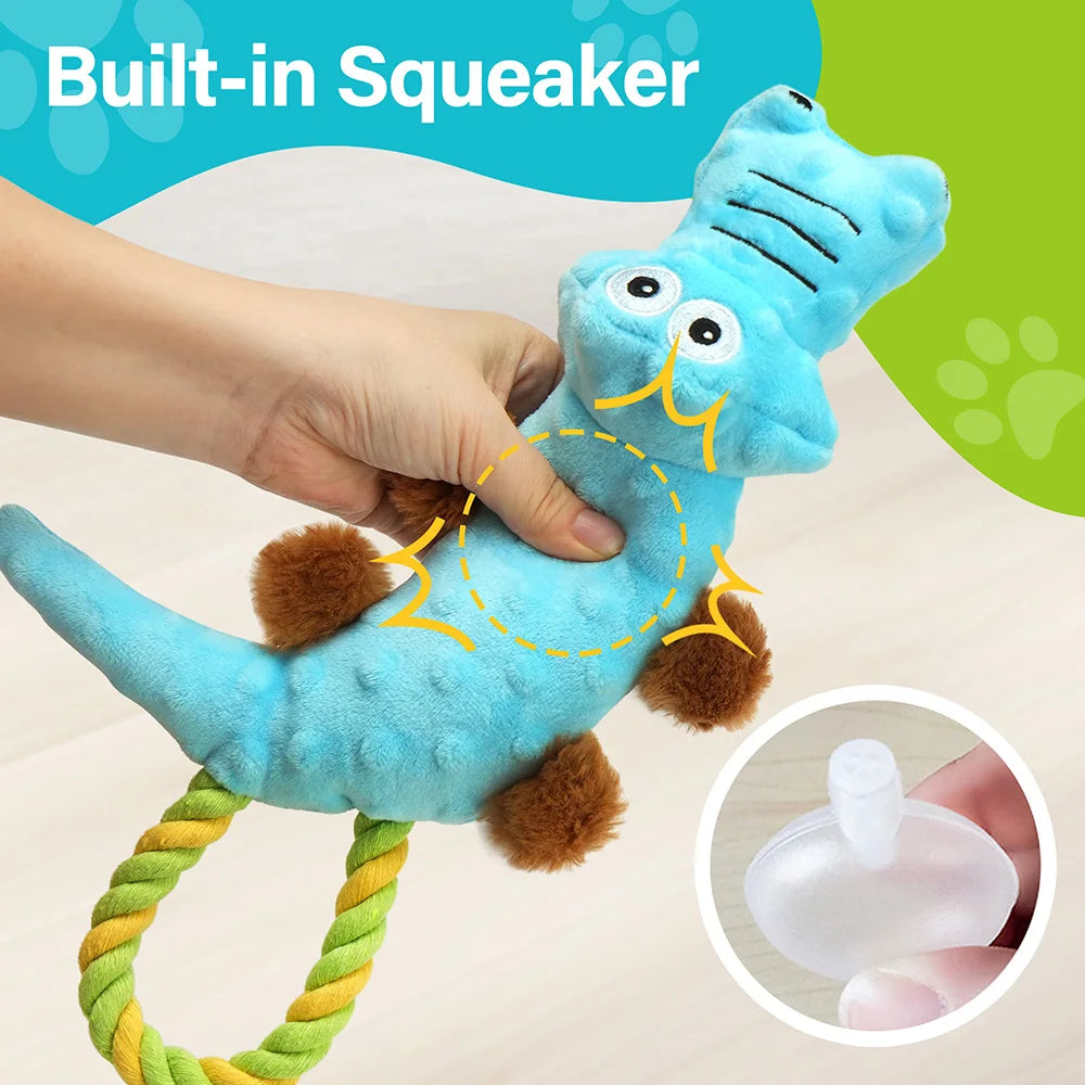 Dog Squeaky Plush Toy Pack For Interactive Tug Of War