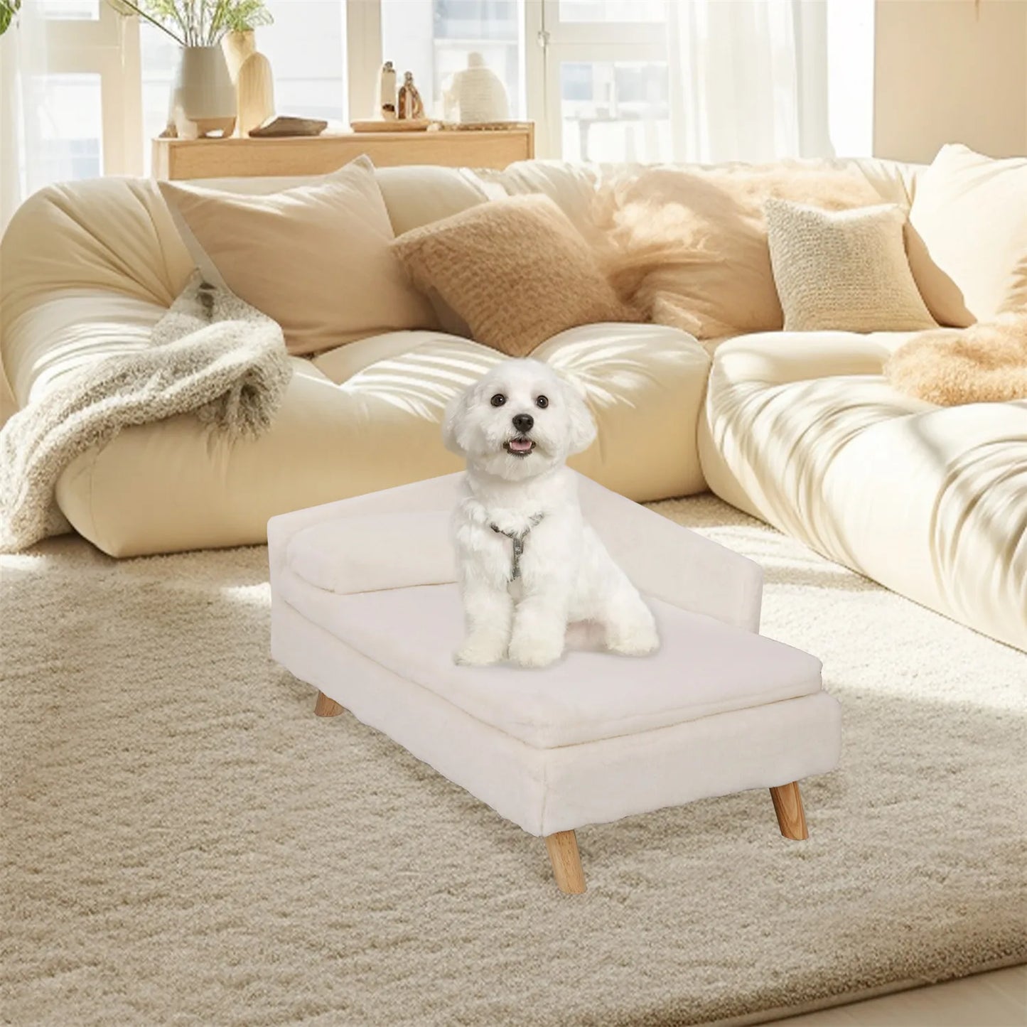 Bingopaw Elevated Pet Bed With Waterproof Cozy Pad And Wood
