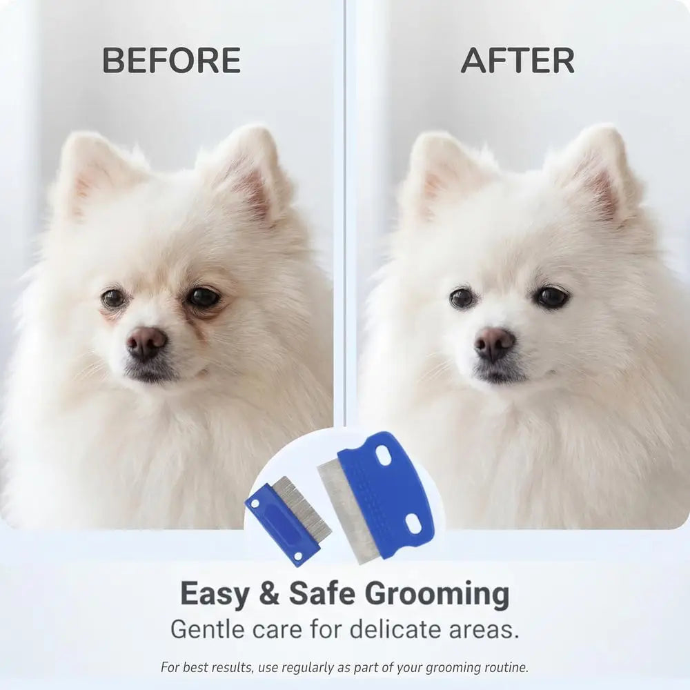 Tear Stain Remover Comb Set For Dogs And Cats Stainless Steel Eye Grooming