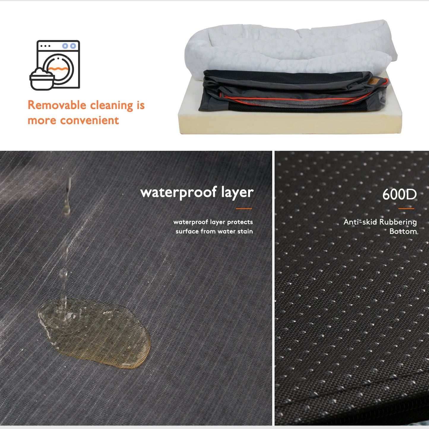 BINGOPAW Large Dog Bed With Removable Washable Cover Waterproof