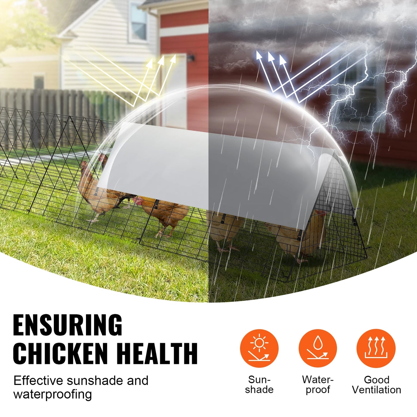 SucceBuy Chicken Tunnels for Yard with Corner Frame