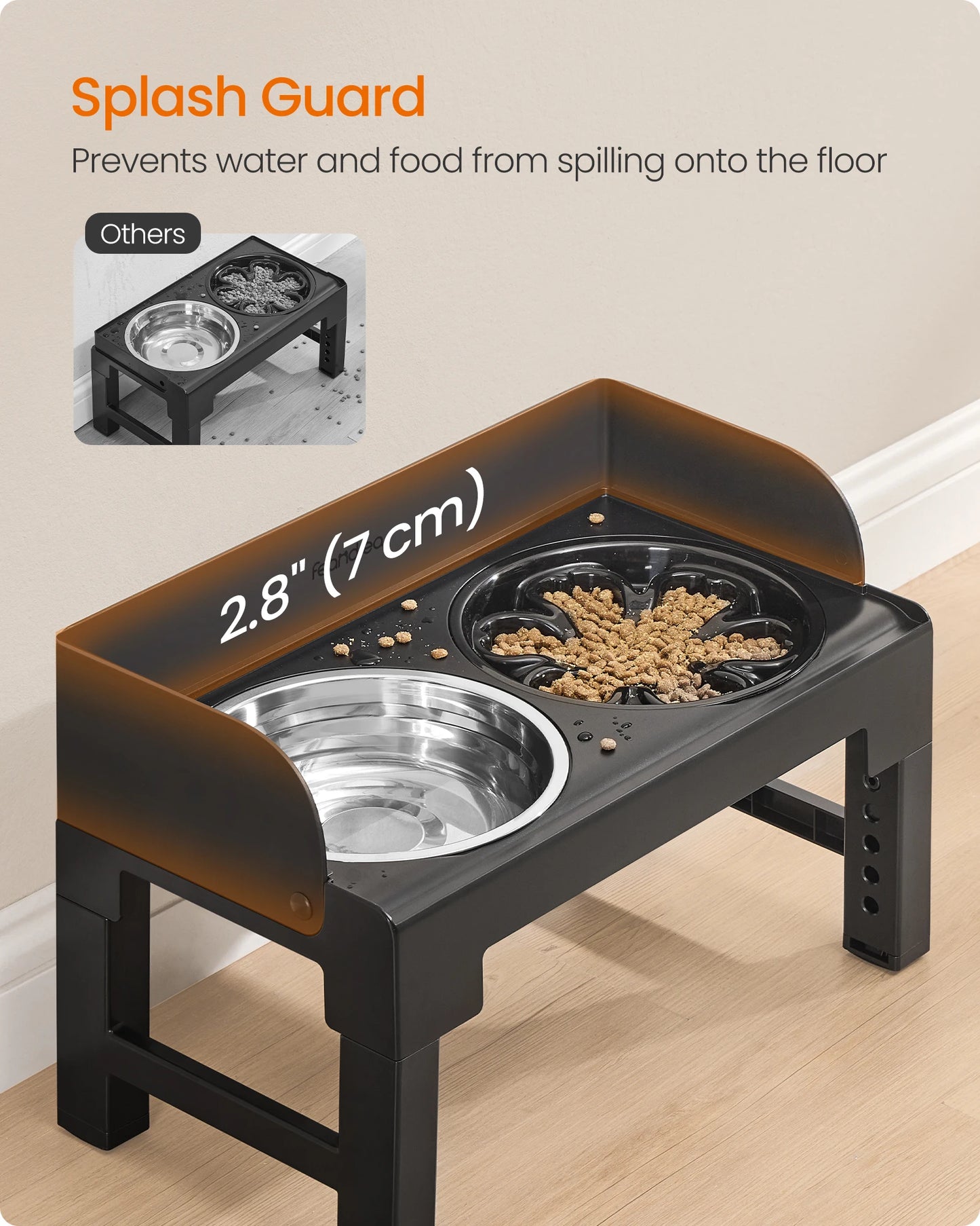 Feandrea Elevated Dog Bowls Stand With Slow Feeder