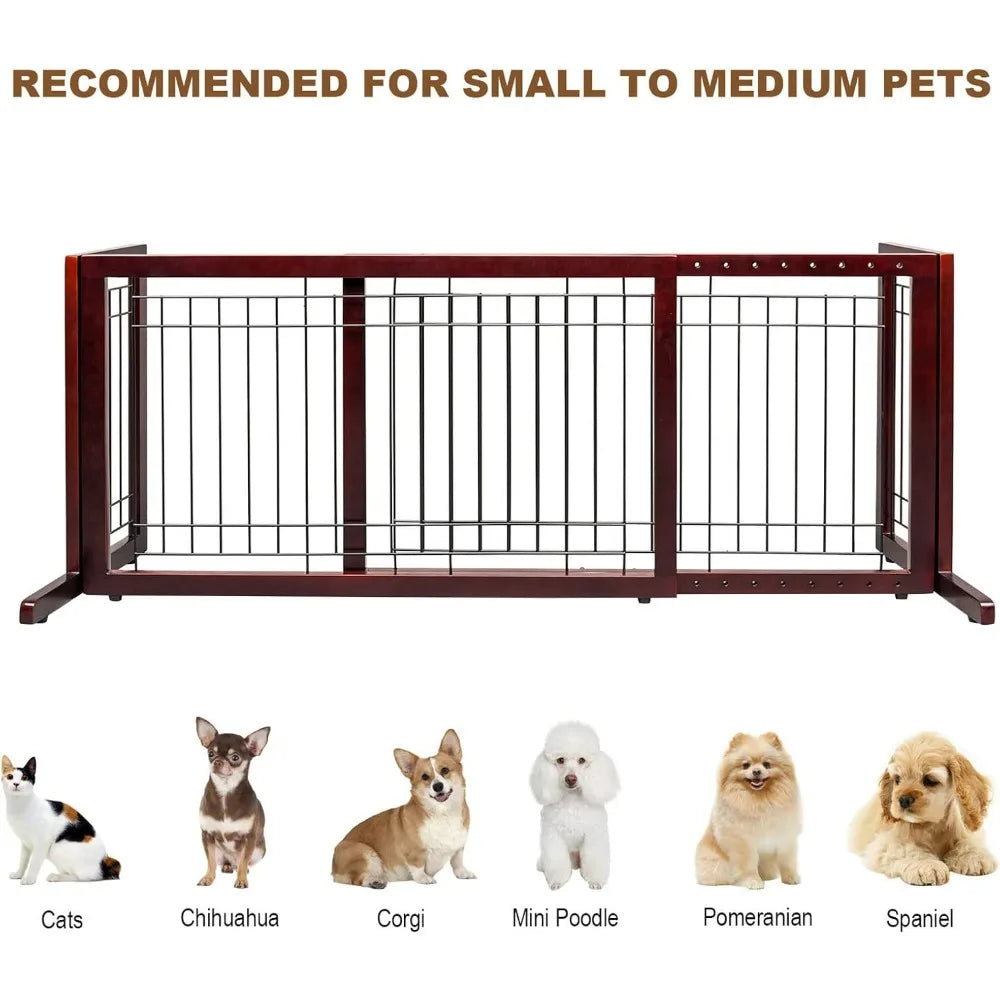 Bonnlo Free Standing Dog Gate 37-68 Inch Adjustable Fence