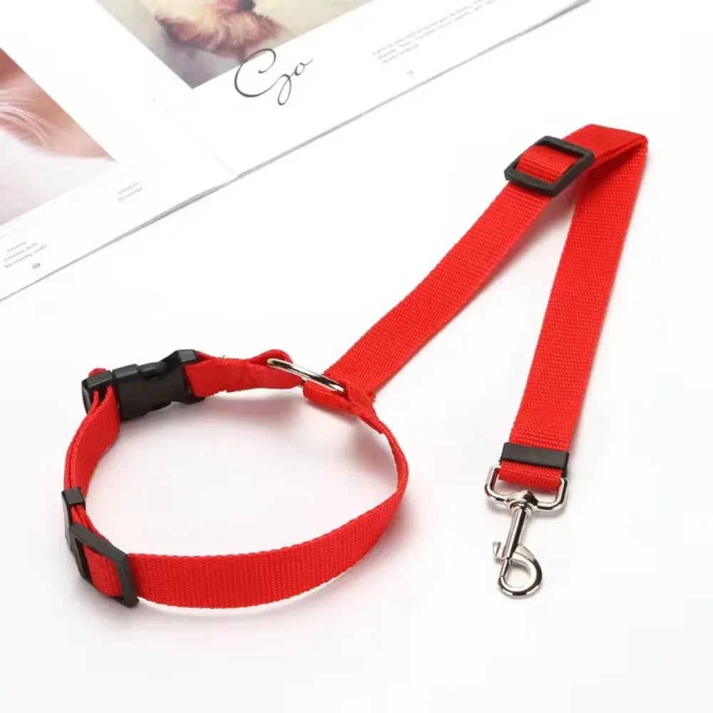 Two-In-One Pet Car Seat Belt Nylon Lead For Dogs Backseat