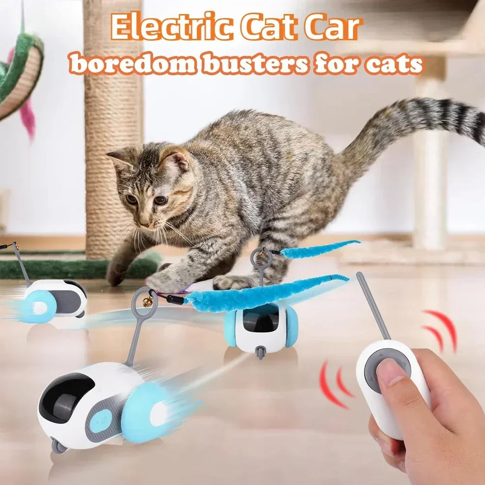 Automatic Rolling Remote Control Cat Toy Car For Interactive Training