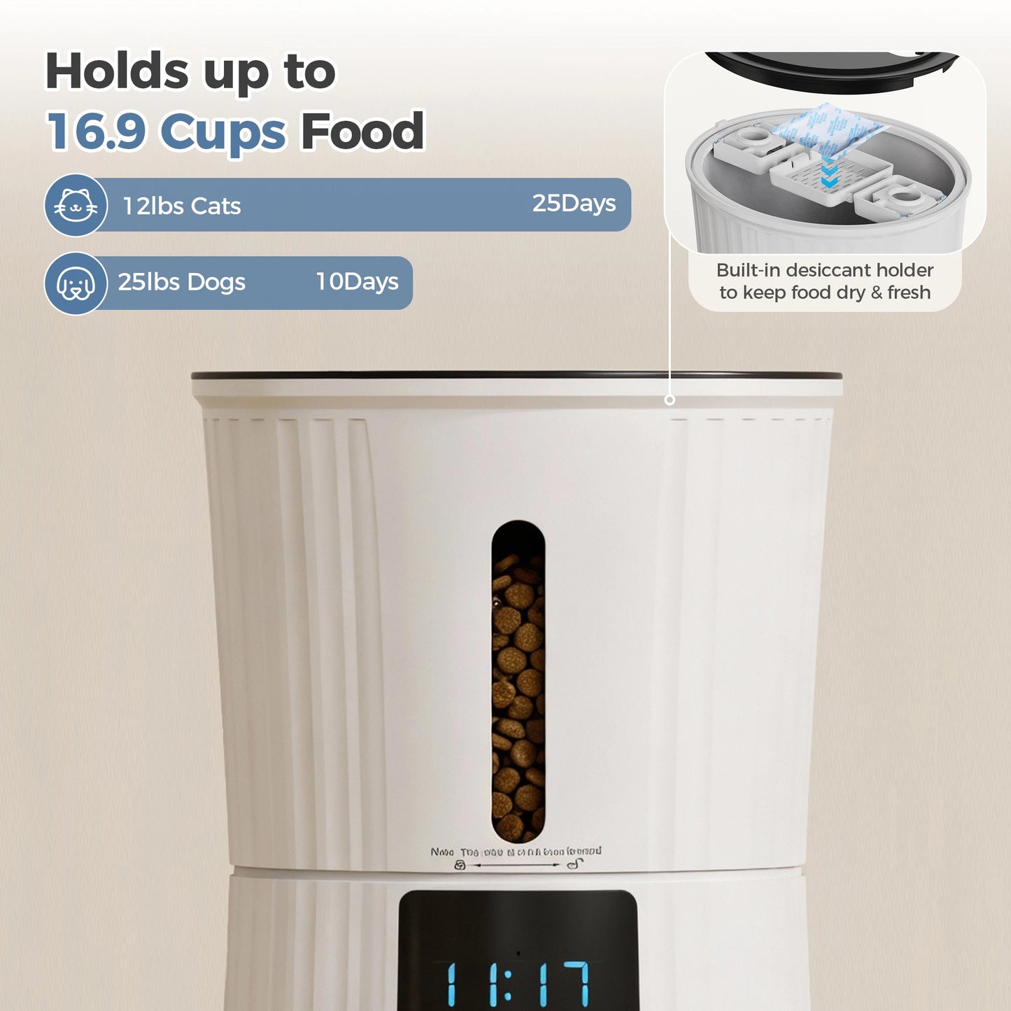 Automatic WiFi Cat Feeder With App Control And Dual Power